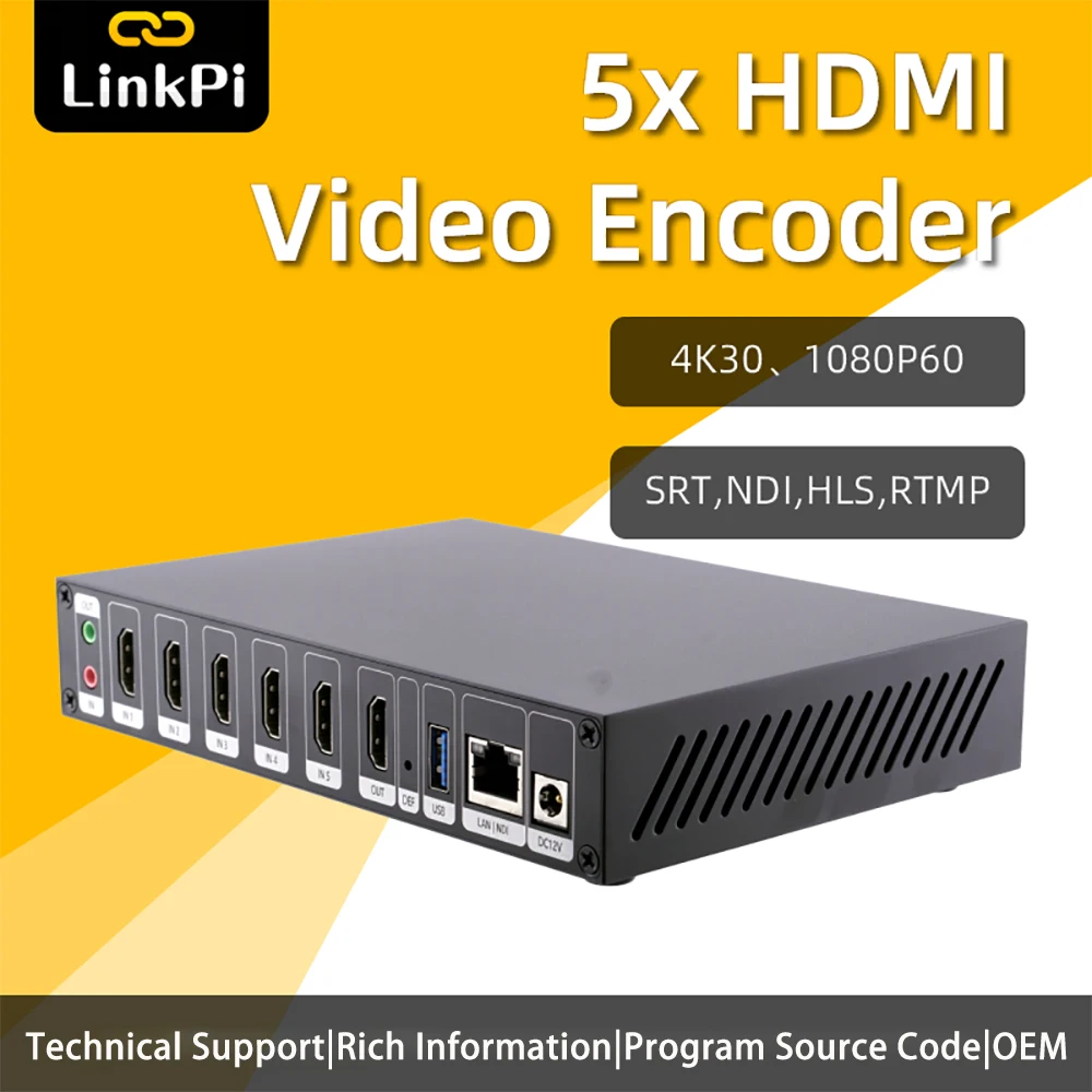 Link Pi ENC5-V2 5-port HDMI Encoder 4K Decoder 1080P NDI HX SRT RTMP RTSP Live stream IPTV IPCam 4GB DRR4 Support vMix,OBS
Link Pi ENC5-V2 5-port HDMI Encoder 4K Decoder 1080P NDI HX SRT RTMP RTSP Live stream IPTV IPCam 4GB DRR4 Support vMix,OBS