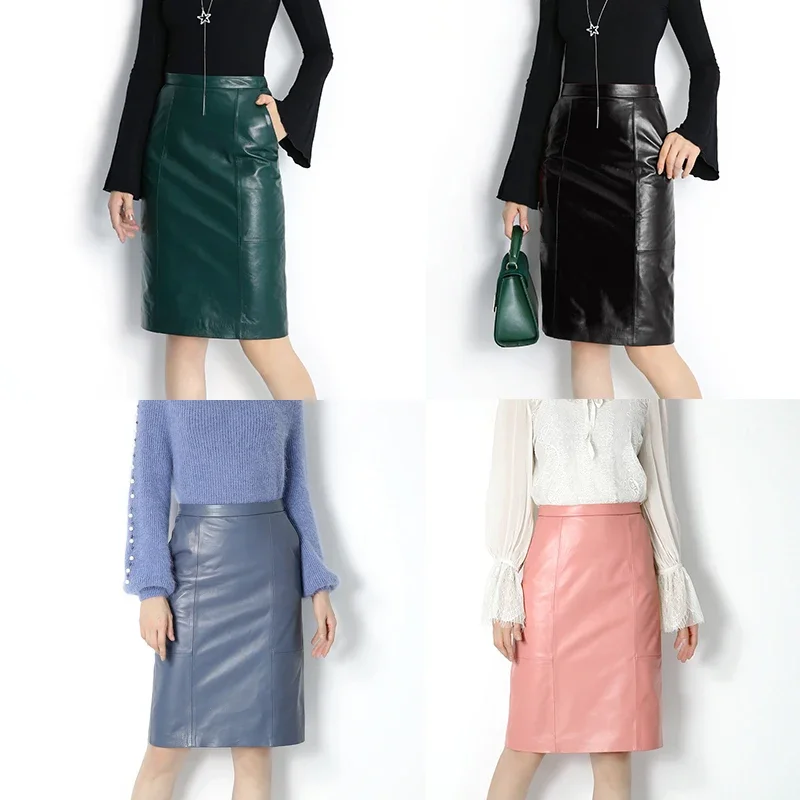 Spring New Genuine Leather Midi Long Wrap Skirt Ladies Elegant Simple Dark Green/Black/Pink/Blue Sexy Jupe Mujer Saia
Spring New Genuine Leather Midi Long Wrap Skirt Ladies Elegant Simple Dark Green/Black/Pink/Blue Sexy Jupe Mujer Saia