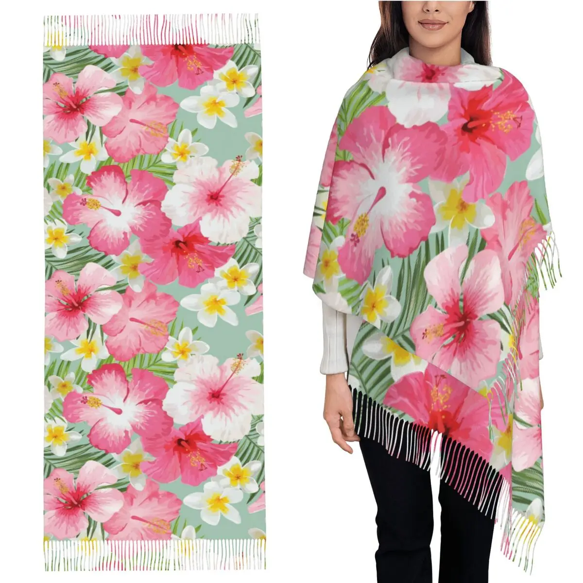 Tropical Hibiscus And Plumeria Flowers Scarf Tassel Scarves Women Soft Warm Shawls and Wraps Large Fall Winter Shawl Wrap
Tropical Hibiscus And Plumeria Flowers Scarf Tassel Scarves Women Soft Warm Shawls and Wraps Large Fall Winter Shawl Wrap