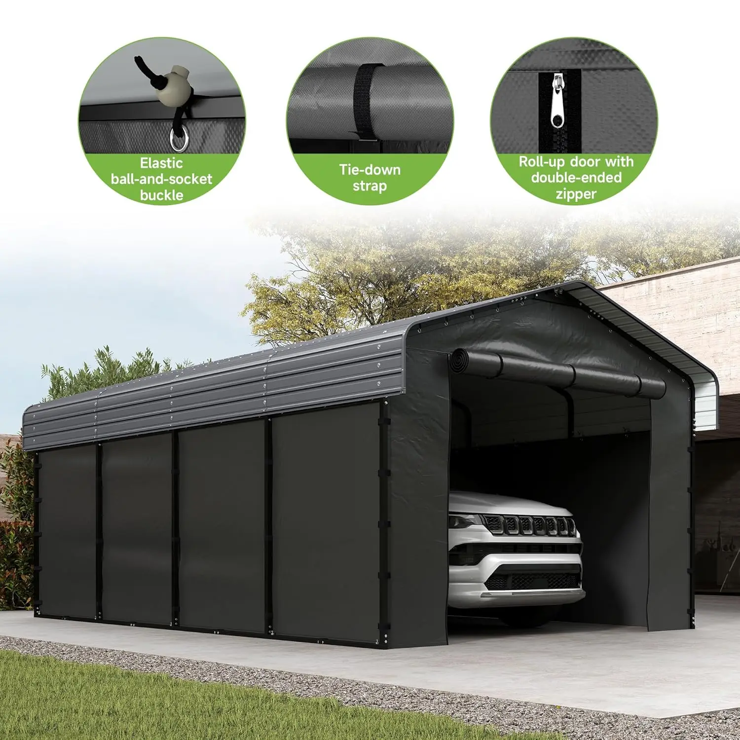 12x20FT Heavy Duty Metal Carport Outdoor Garage Removable Sidewalls & Doors Steel Frame Galvanized Roof Cars Boats, Custom
12x20FT Heavy Duty Metal Carport Outdoor Garage Removable Sidewalls & Doors Steel Frame Galvanized Roof Cars Boats, Custom