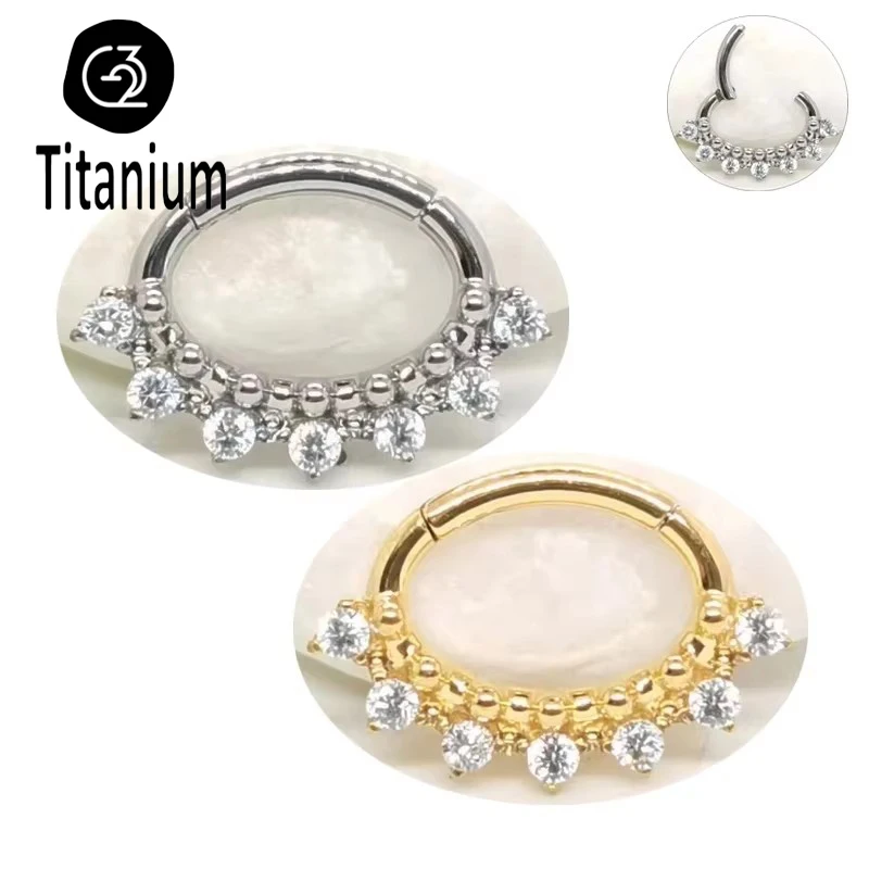 ASTM F136 G23 Titanium Septum Piercing Nose Rings Plating CZ Clicker Earrings Ear Cartilage Tragus Helix Piercing Body Jewelry 
ASTM F136 G23 Titanium Septum Piercing Nose Rings Plating CZ Clicker Earrings Ear Cartilage Tragus Helix Piercing Body Jewelry