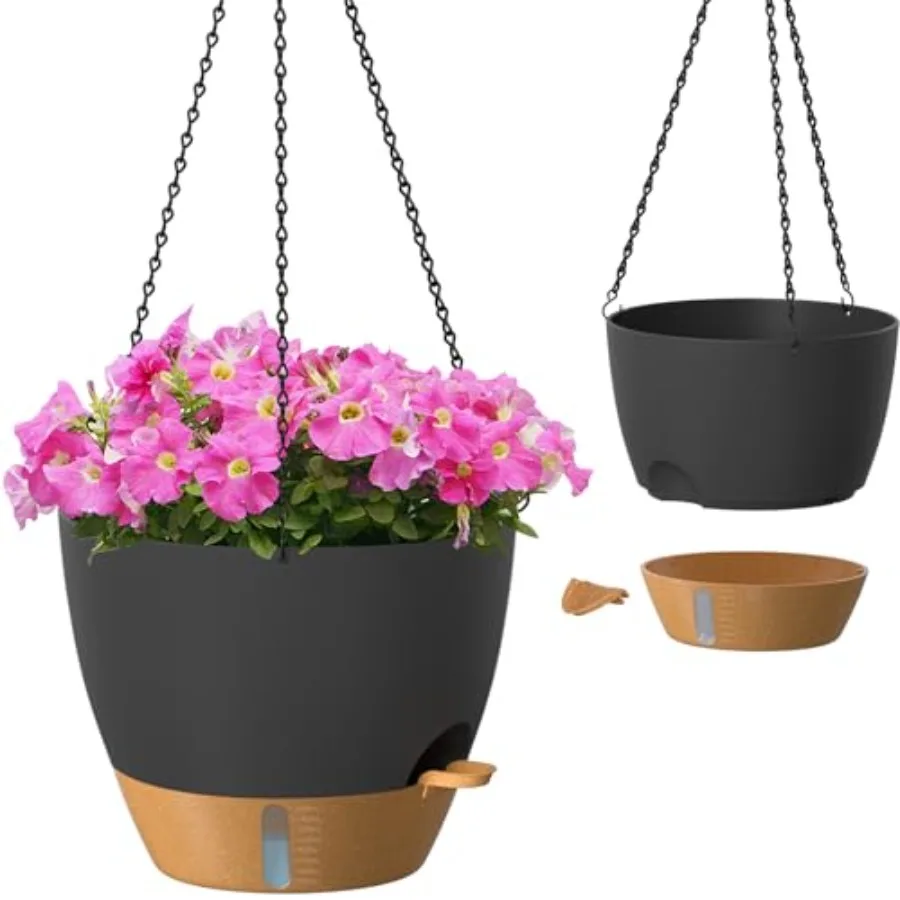 Hanging Planters for Indoor Outdoor Plants 2 Pack Self Watering Hanging Plant Pots with Drainage Hole Visual Reservoir Plastic
Hanging Planters for Indoor Outdoor Plants 2 Pack Self Watering Hanging Plant Pots with Drainage Hole Visual Reservoir Plastic