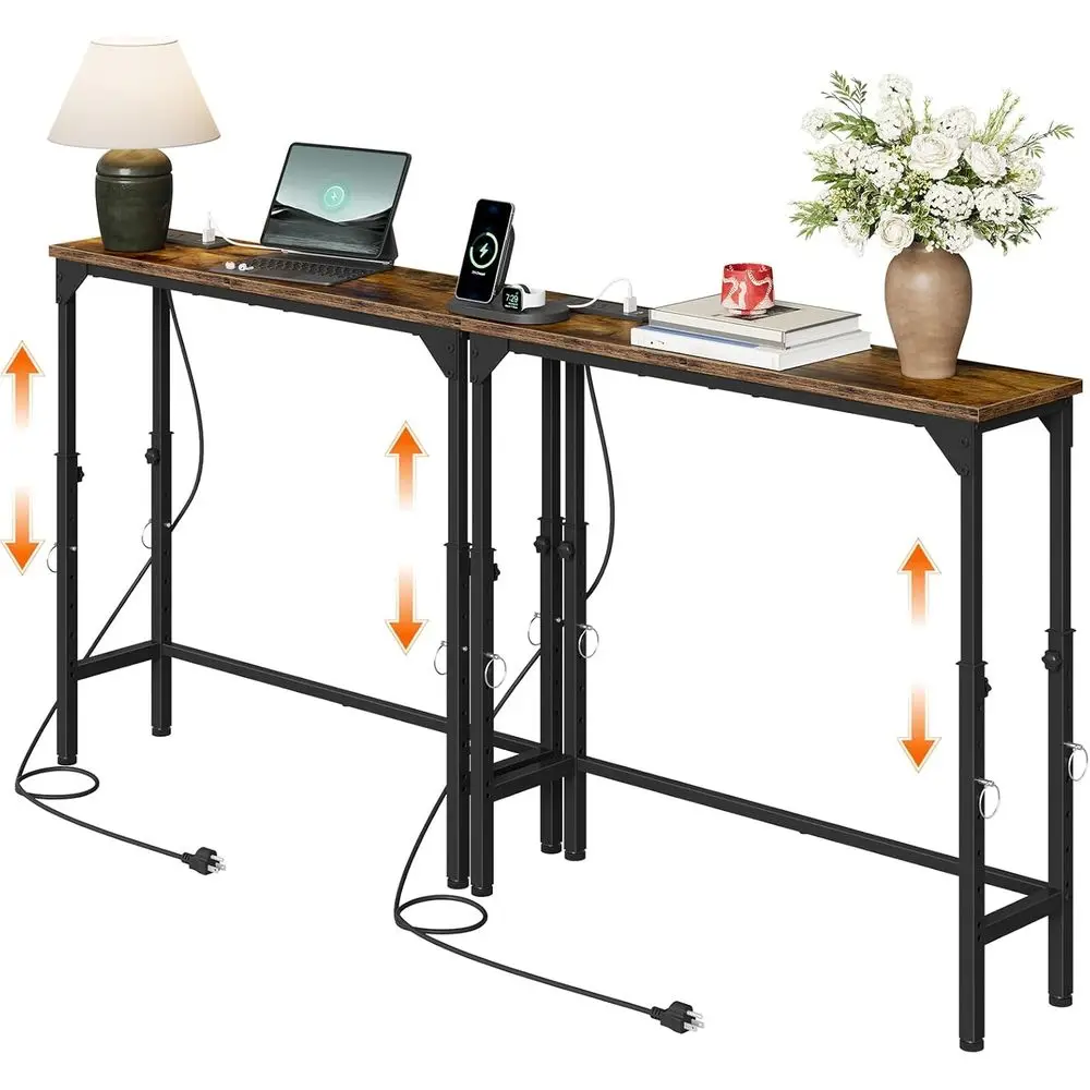 Narrow ole Table with Adjustable Height(21.1"-29.9"), Set o 2, Behind Couch Table, Entryway Table with Power Outlet, Soa Table o
Narrow ole Table with Adjustable Height(21.1"-29.9"), Set o 2, Behind Couch Table, Entryway Table with Power Outlet, Soa Table o