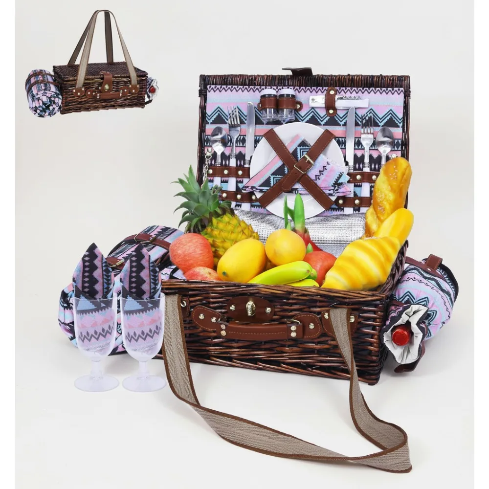 Large Willow Picnic Basket for 2 with Insulated Cooler & Waterproof Blanket - Outdoor Camping Beach Romantic Dates
Large Willow Picnic Basket for 2 with Insulated Cooler & Waterproof Blanket - Outdoor Camping Beach Romantic Dates