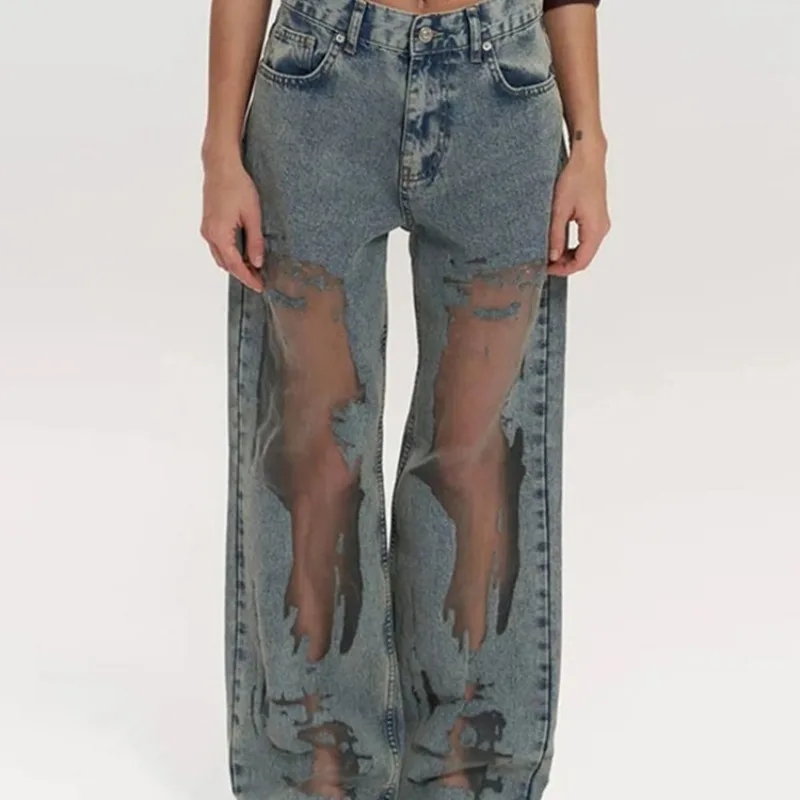 Gothiscyn Y2K American Retro Hollowed Out Jeans for Women's Summer Hot Girls Mesh Patchwork Loose Wide Leg Pants Female Clothes
Gothiscyn Y2K American Retro Hollowed Out Jeans for Women's Summer Hot Girls Mesh Patchwork Loose Wide Leg Pants Female Clothes