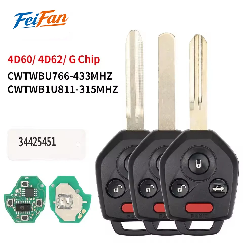 FeiFan Remote Car key For Subaru Outback Legacy Forester Impreza Tribeca 4D60/ 4D62/ G Chip CWTWB1U811/315 MHZ CWTWBU766/433MHZ
FeiFan Remote Car key For Subaru Outback Legacy Forester Impreza Tribeca 4D60/ 4D62/ G Chip CWTWB1U811/315 MHZ CWTWBU766/433MHZ