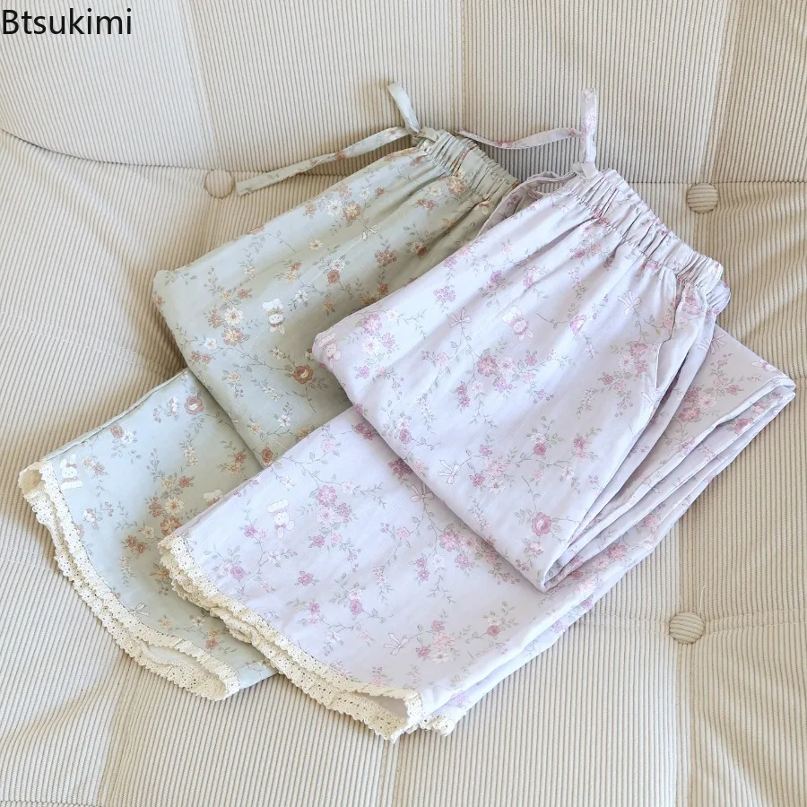 2026 New Loose Straight Leg Cotton Pajama Pants Women's with Pockets Printed Long Pants Spring Autumn Vintage Lace Home Trousers
2026 New Loose Straight Leg Cotton Pajama Pants Women's with Pockets Printed Long Pants Spring Autumn Vintage Lace Home Trousers