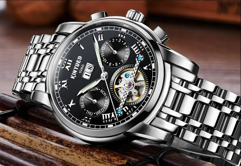 KINYUED 2026 New Men's Automatic Mechanical Watch Stainless Steel Waterproof Watch J014-7
KINYUED 2026 New Men's Automatic Mechanical Watch Stainless Steel Waterproof Watch J014-7
