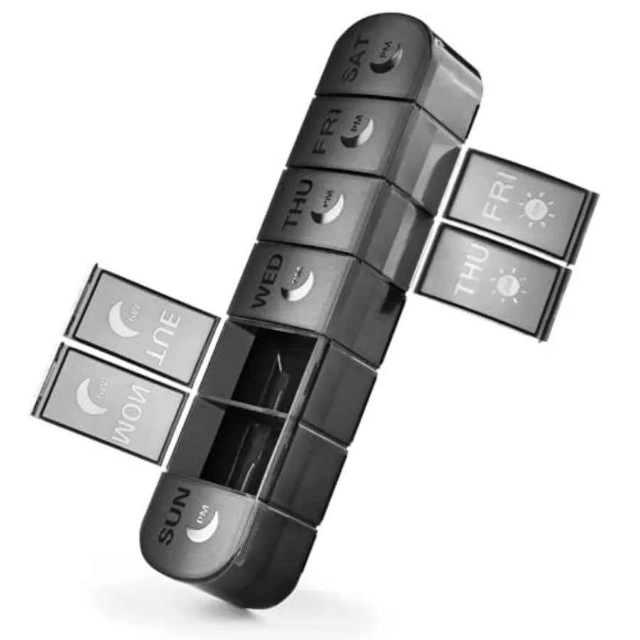 F XL AM PM Pill Organizer 2 Times a Day, Fade Reant Extra Large Weekly Pill 7 Day, Double-Sided 14 Compartments tamins, Fis, pl
F XL AM PM Pill Organizer 2 Times a Day, Fade Reant Extra Large Weekly Pill 7 Day, Double-Sided 14 Compartments tamins, Fis, pl