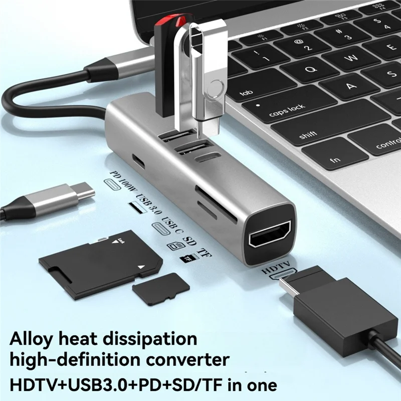 7 в 1 USB C-концентратор USB 3.0 HDTV 4K 30 Гц Видео SD TF Слот для чтения карт Многопортовый PD 100 Вт Зарядка для ПК/ноутбуков
7 в 1 USB C-концентратор USB 3.0 HDTV 4K 30 Гц Видео SD TF Слот для чтения карт Многопортовый PD 100 Вт Зарядка для ПК/ноутбуков