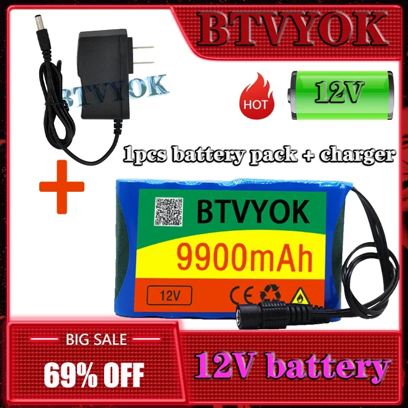 Аккумуляторная батарея 6S1P, 12 В, 9900 мАч, 18650 литий-ионных, 9,9 Ач 
Аккумуляторная батарея 6S1P, 12 В, 9900 мАч, 18650 литий-ионных, 9,9 Ач