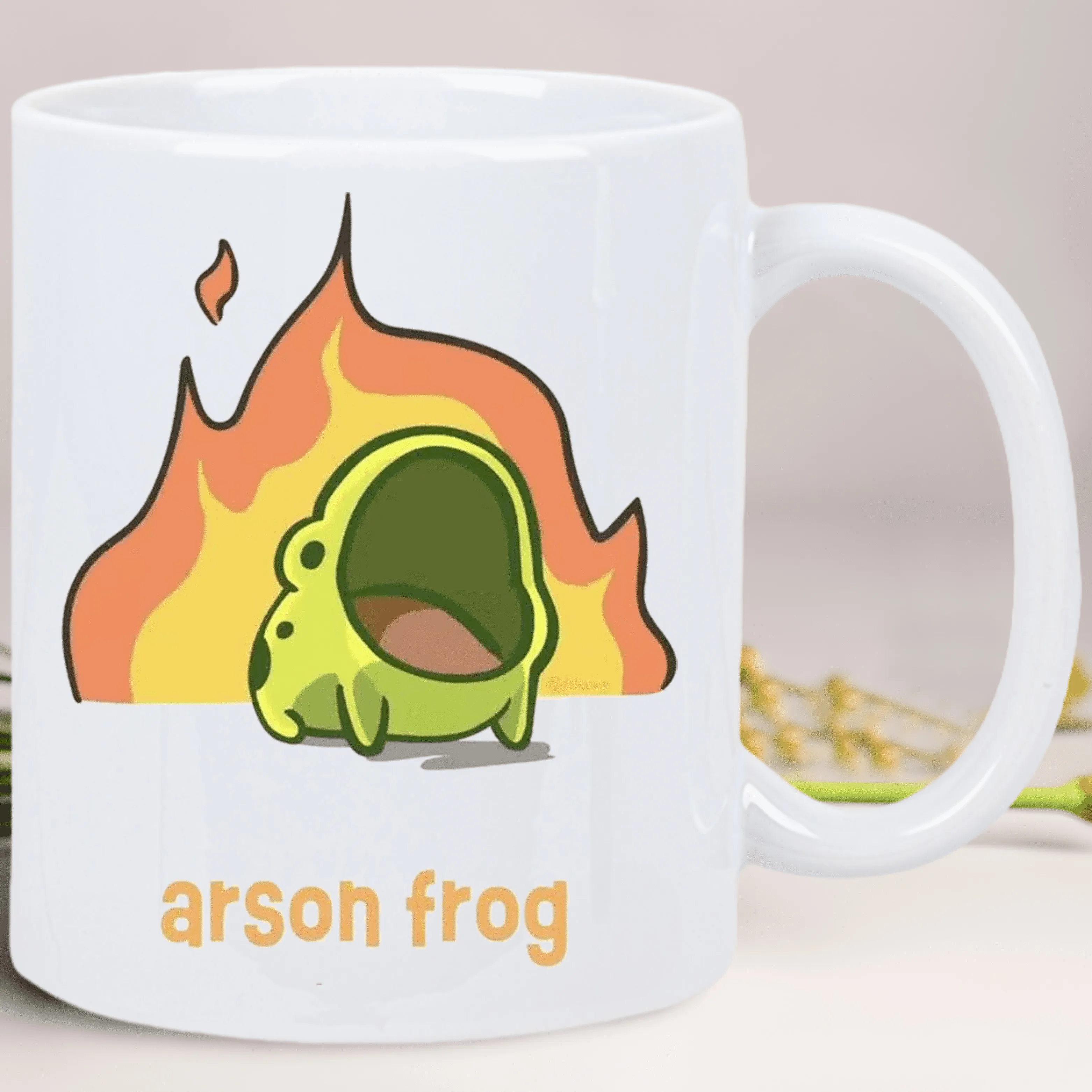 Arson Frog Ceramic Coffee Mug | Reusable, Hand-Wash Only, White with Fun Cartoon Design - Perfect Gift for Coffee Lovers, Men
Arson Frog Ceramic Coffee Mug | Reusable, Hand-Wash Only, White with Fun Cartoon Design - Perfect Gift for Coffee Lovers, Men