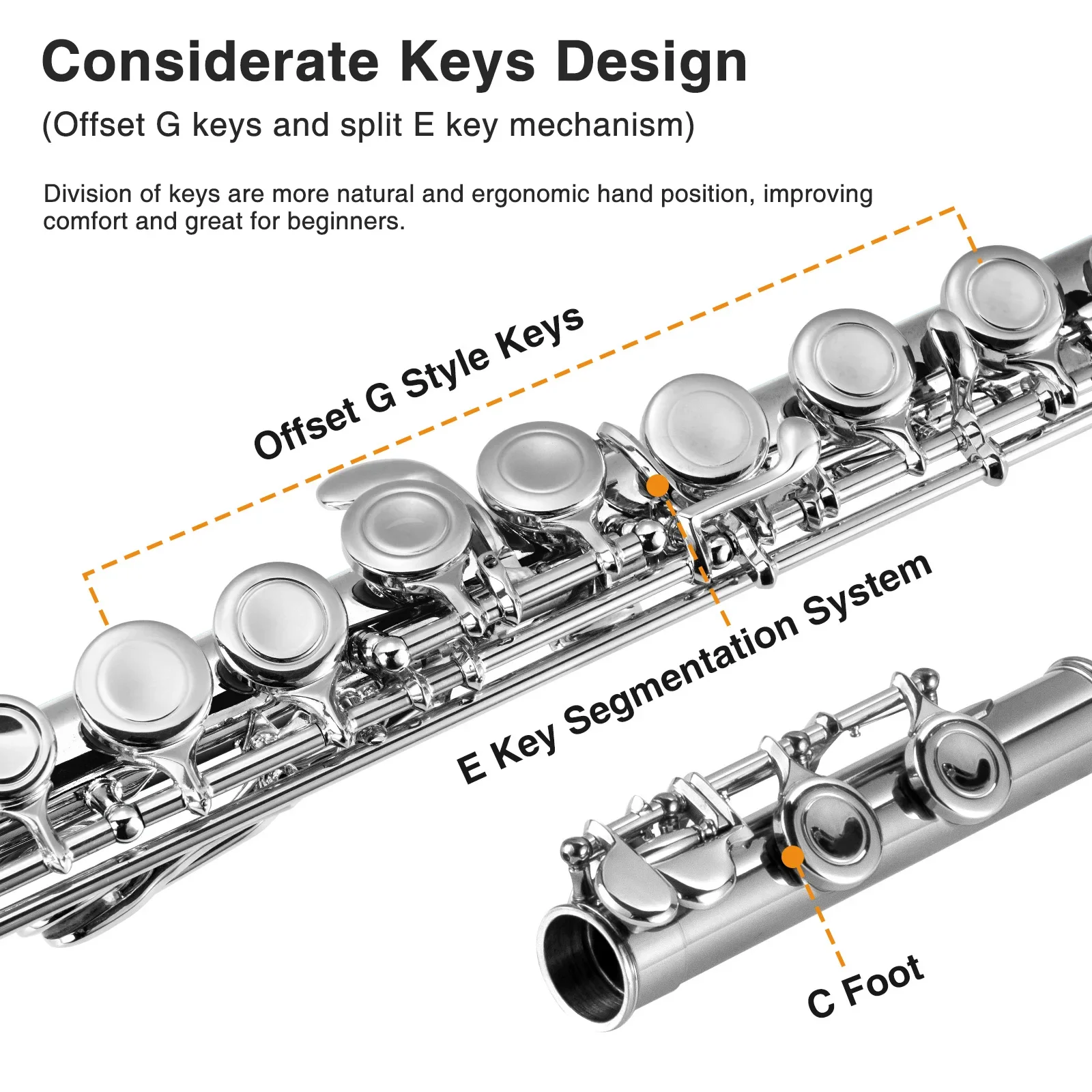 2025 Pogolab new Open Hole C Flute for Beginners: 16 Keys, Silver, Includes Case, Stand, Cleaning Kit, Strap
2025 Pogolab new Open Hole C Flute for Beginners: 16 Keys, Silver, Includes Case, Stand, Cleaning Kit, Strap