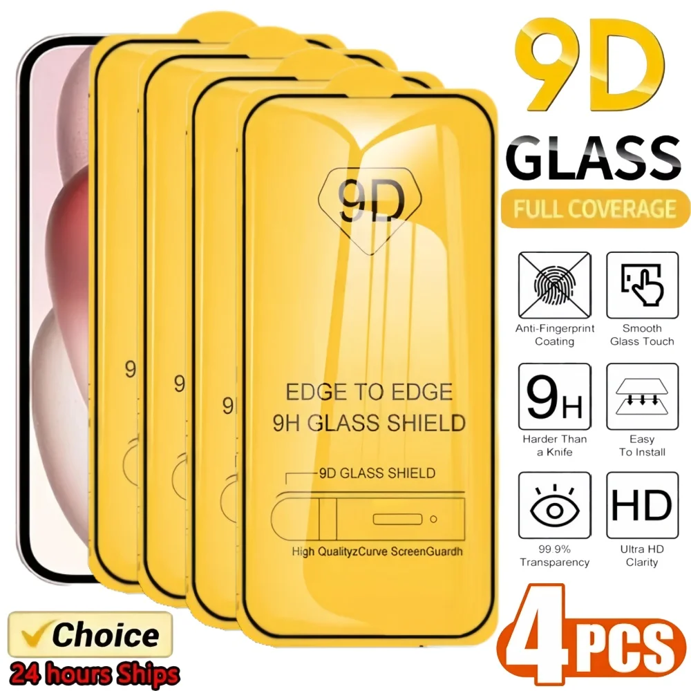4PCS 9D Full Cover Tempered Glass for iPhone 17 16 15 13 Pro Max 16e 15 Plus Screen Protector for iPhone 14 12 11 Pro XR XS Max
4PCS 9D Full Cover Tempered Glass for iPhone 17 16 15 13 Pro Max 16e 15 Plus Screen Protector for iPhone 14 12 11 Pro XR XS Max