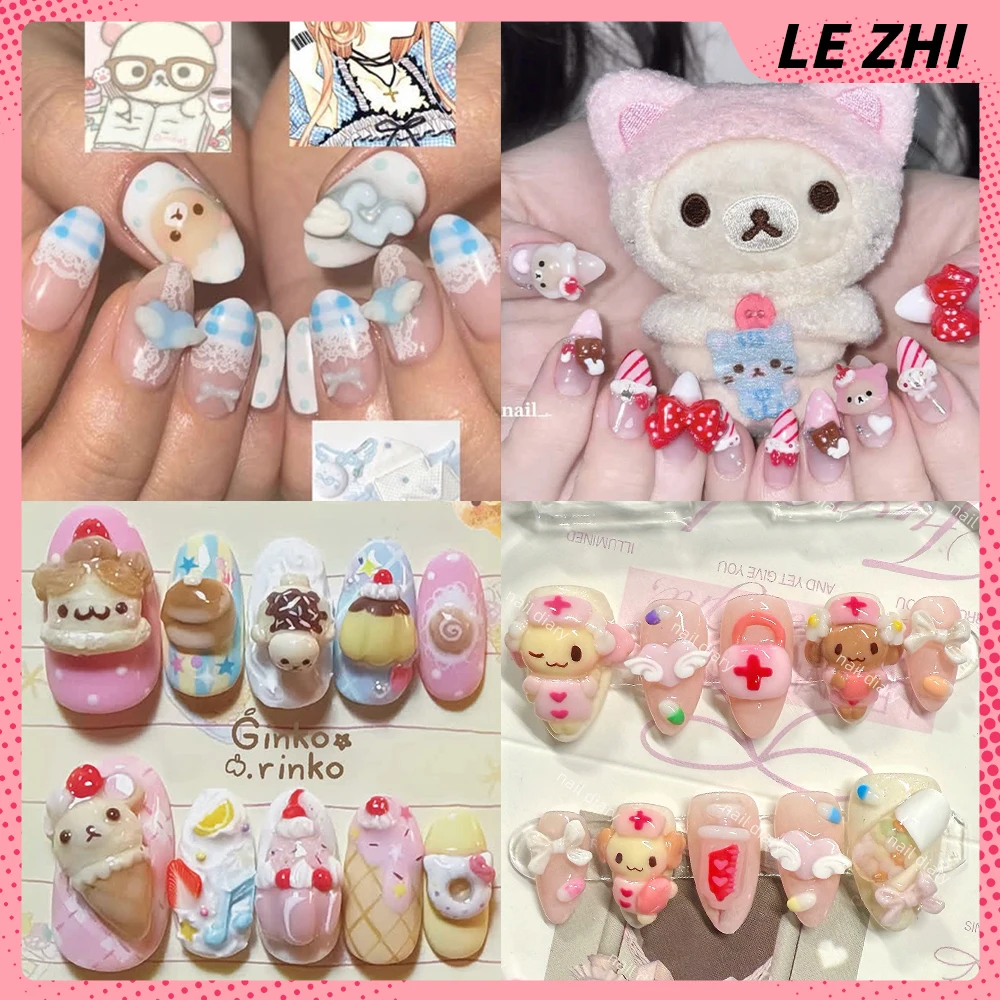 Sweet Lovely 3D Cartoon My Melody Rilakkuma Pink Handmade Almond Press On Nail Dessert Flower Wings Bow Pearl Fake Nail Gift
Sweet Lovely 3D Cartoon My Melody Rilakkuma Pink Handmade Almond Press On Nail Dessert Flower Wings Bow Pearl Fake Nail Gift