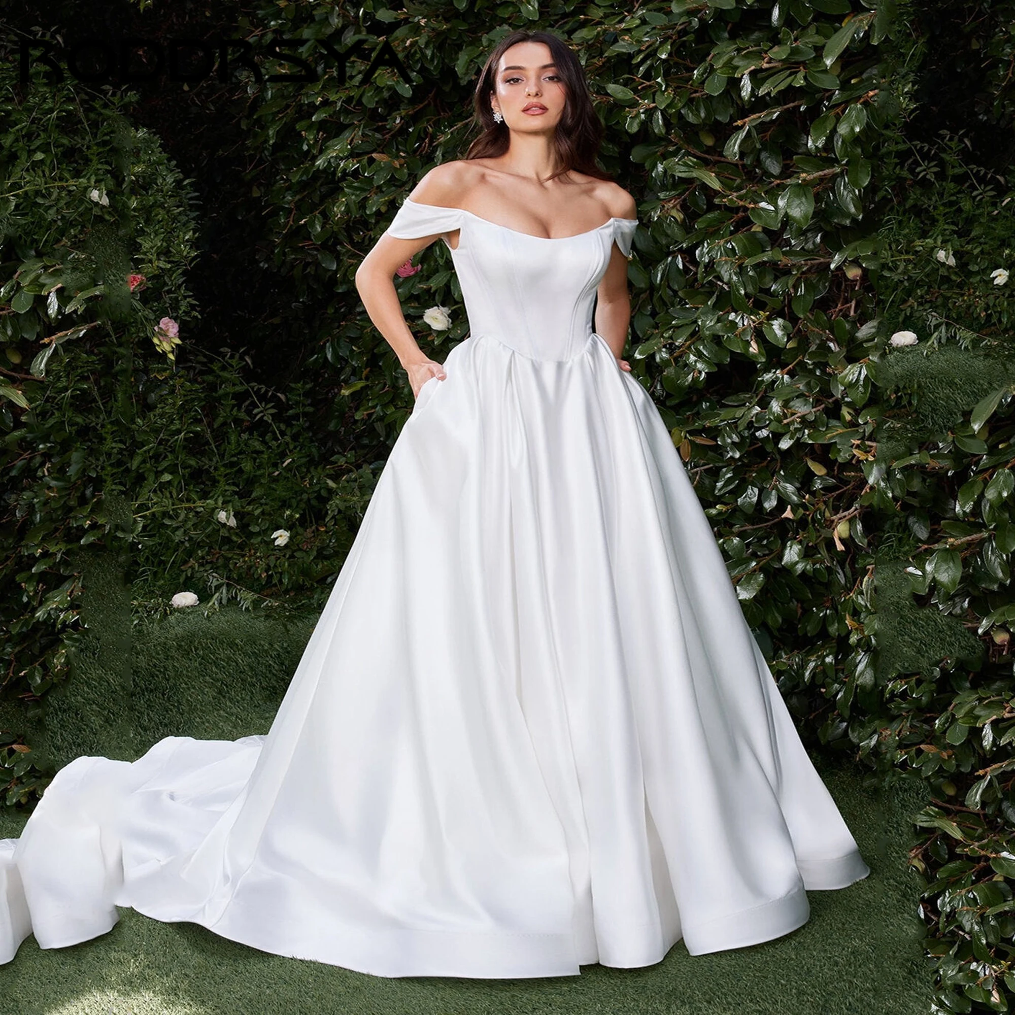 Satin Wedding Dress For Women Scoop Neck Off-The-Shoulder Bridal Gown Luxury Wedding Gowns Sexy VestidoDe Novia 2025 Customized
Satin Wedding Dress For Women Scoop Neck Off-The-Shoulder Bridal Gown Luxury Wedding Gowns Sexy VestidoDe Novia 2025 Customized