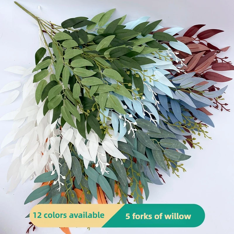 Wholesale 5-pronged bundle of artificial willow leaves, forest-style wedding path layout, fake willow leaf vines
Wholesale 5-pronged bundle of artificial willow leaves, forest-style wedding path layout, fake willow leaf vines