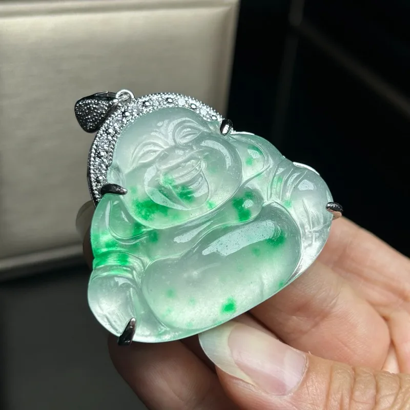 Natural High Ice Green Floating Maitreya Buddha, Exquisite Fashion Pendant
Natural High Ice Green Floating Maitreya Buddha, Exquisite Fashion Pendant