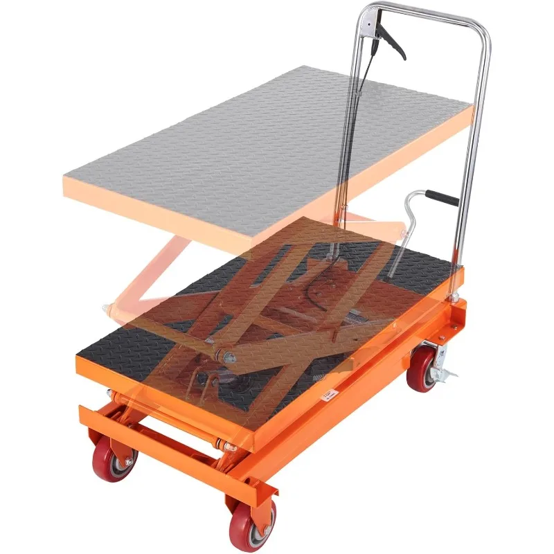 VEVOR Hydraulic Lift Table Cart, 770lbs Capacity 59" Lifting Height, Manual Double Scissor Lift Table with 4 Wheels
VEVOR Hydraulic Lift Table Cart, 770lbs Capacity 59" Lifting Height, Manual Double Scissor Lift Table with 4 Wheels
