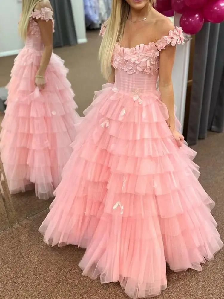 Customized Elegant Pink Flower Forma Occasion Dresses 2025 V Neck 3D Floral Tiered Skirt Long Evening Wedding Party Gown Proms
Customized Elegant Pink Flower Forma Occasion Dresses 2025 V Neck 3D Floral Tiered Skirt Long Evening Wedding Party Gown Proms