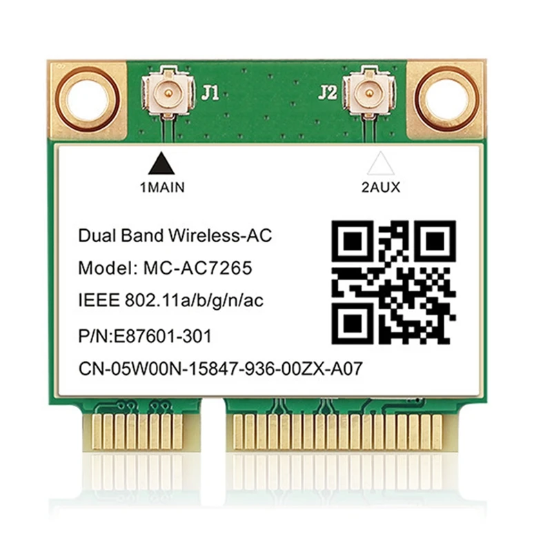 1200Mbps Bluetooth 4.2 Wifi Card Mini PCI-E Wifi Card MC-AC7265 Wireless Network Card 7265 802.11Ac 2.4G 5Ghz For Laptop 7260HMW
1200Mbps Bluetooth 4.2 Wifi Card Mini PCI-E Wifi Card MC-AC7265 Wireless Network Card 7265 802.11Ac 2.4G 5Ghz For Laptop 7260HMW