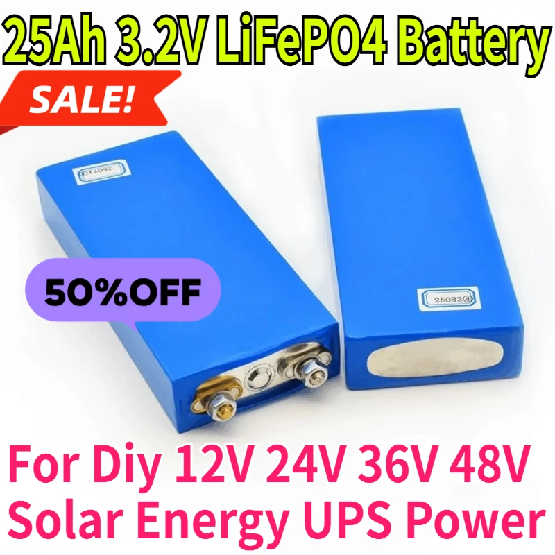25Ah 3.2V LiFePO4 Battery Cell 25000mAh Lithium Iron Phosphate Deep Cycles for Diy 12V 24V 36V 48V Solar Energy UPS Power
25Ah 3.2V LiFePO4 Battery Cell 25000mAh Lithium Iron Phosphate Deep Cycles for Diy 12V 24V 36V 48V Solar Energy UPS Power