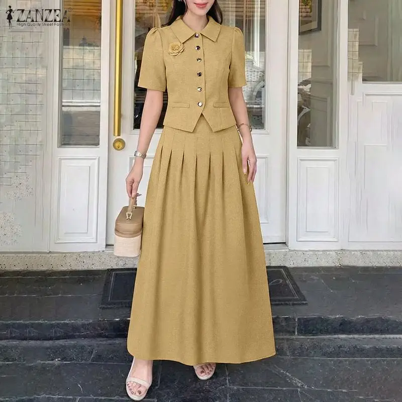 ZANZEA Women Dress Sets Fashion Solid Color Matching Sets Short Sleeve Summer Tops Long Skirts 2PCS Two-piece Outfits Streetwear
ZANZEA Women Dress Sets Fashion Solid Color Matching Sets Short Sleeve Summer Tops Long Skirts 2PCS Two-piece Outfits Streetwear