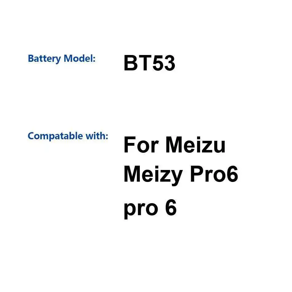 2560Mah BT53 For Meizu Meizy Pro 6 Environmentally Friendly High Capacity Mobile Phone Battery
2560Mah BT53 For Meizu Meizy Pro 6 Environmentally Friendly High Capacity Mobile Phone Battery
