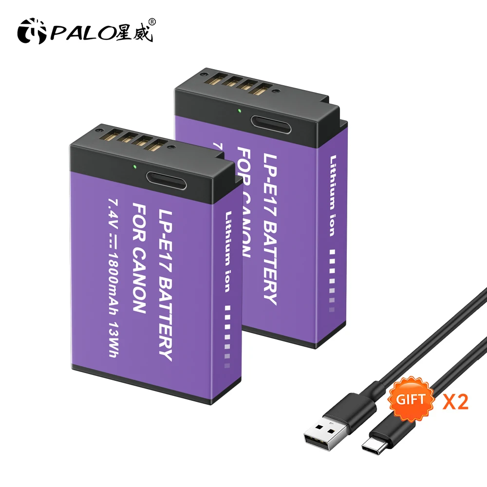 PALO LP-E17 LPE17 LP E17 Camera Battery with Type-c Charging for Canon EOS R8 RP 200D 250D M3 M5 M6 750D 760D T6s 800D T8i
PALO LP-E17 LPE17 LP E17 Camera Battery with Type-c Charging for Canon EOS R8 RP 200D 250D M3 M5 M6 750D 760D T6s 800D T8i