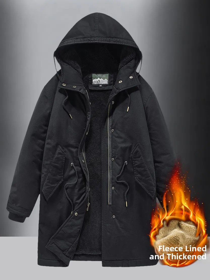 Long Men's Cotton Jaet Fce Lined Loose Fit Warm Coat with Hood Casual Workwear Outerwear Thiened Winter Coat
Long Men's Cotton Jaet Fce Lined Loose Fit Warm Coat with Hood Casual Workwear Outerwear Thiened Winter Coat