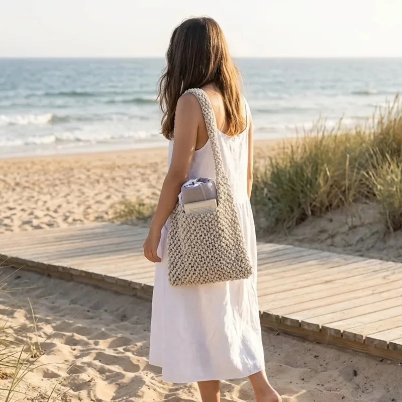 Handmade Plush Knitted Shoulder Tote Bag Hollow Open Weave Casual Travel Beach Picnic Summer Spring Korean Style For Women Teens
Handmade Plush Knitted Shoulder Tote Bag Hollow Open Weave Casual Travel Beach Picnic Summer Spring Korean Style For Women Teens