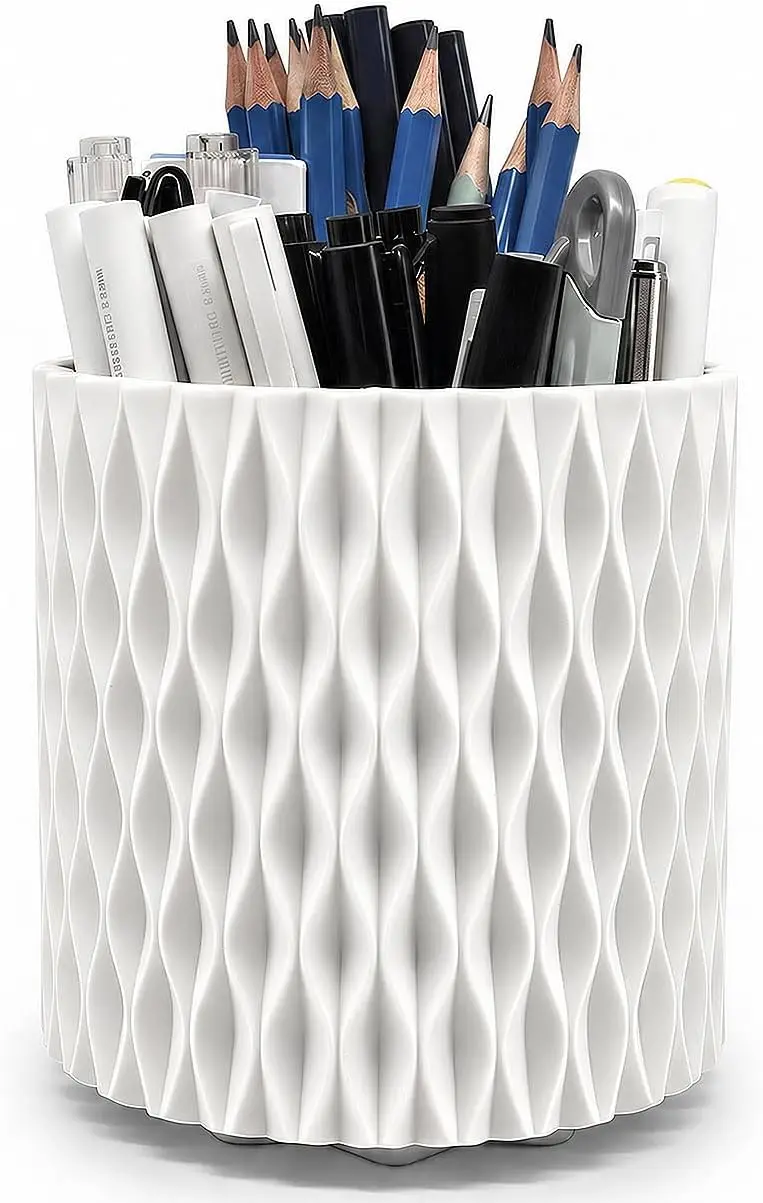 Rotating Pen Holder for Desk, 5 Slots Pencil Organizer with Smooth 360° Base, White
Rotating Pen Holder for Desk, 5 Slots Pencil Organizer with Smooth 360° Base, White