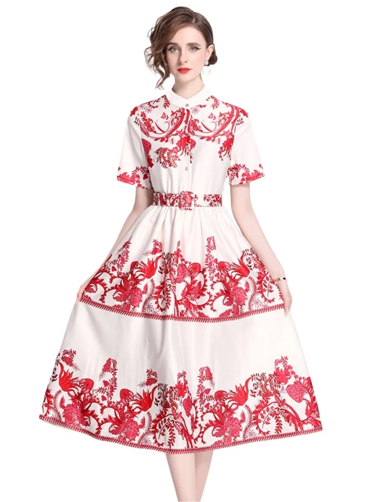 TRAF Fashion Flower Print Shirt Dress Office Ladies Stand Collar Single Breasted Lace- Up Women Elegant Summer Midi Vestido
TRAF Fashion Flower Print Shirt Dress Office Ladies Stand Collar Single Breasted Lace- Up Women Elegant Summer Midi Vestido