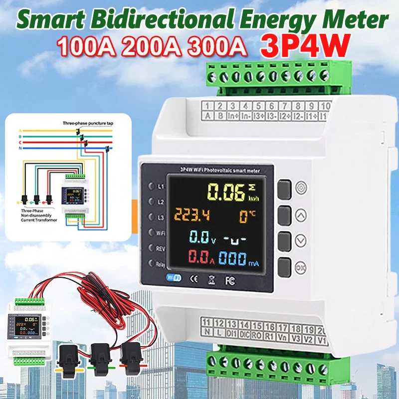 100A WiFi Tuya Smart Transformer Meter with 3 CT Clamps Over & Under Voltage Protector Bidirectional Energy Meter for Home Auto
100A WiFi Tuya Smart Transformer Meter with 3 CT Clamps Over & Under Voltage Protector Bidirectional Energy Meter for Home Auto