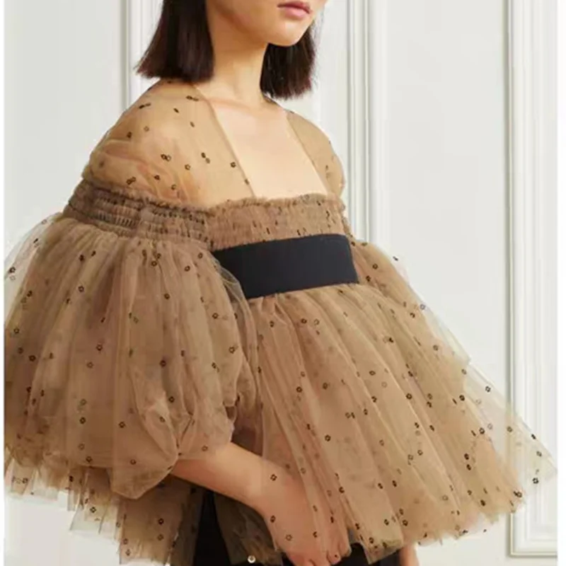 Polka Dot Puff Sleeve Mesh Top Women's Summer Dress Design Lantern Sleeve Puff Skirt Doll Shirt
Polka Dot Puff Sleeve Mesh Top Women's Summer Dress Design Lantern Sleeve Puff Skirt Doll Shirt