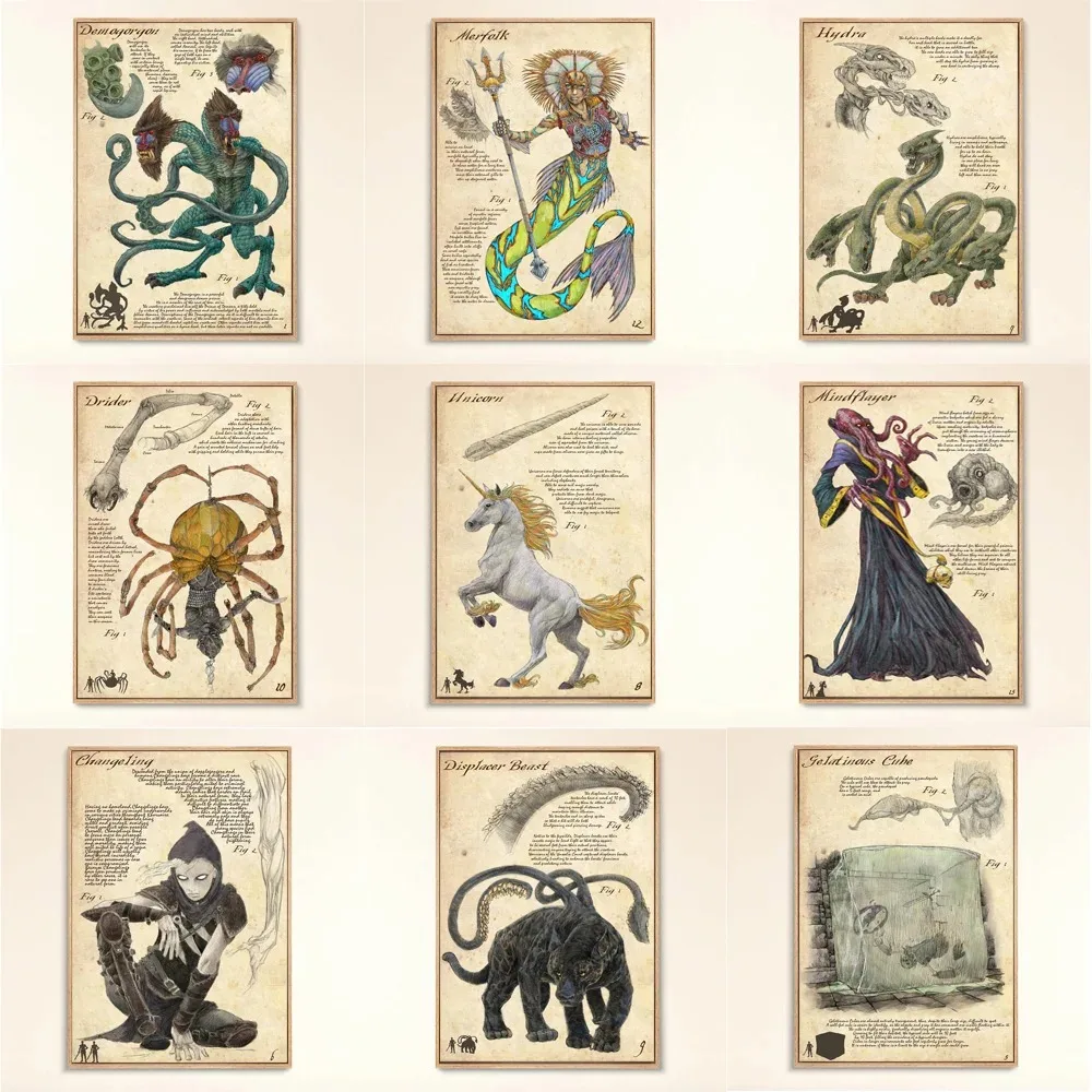 Vintage Game Dungeons And Dragons Canvas Posters And Prints Unicorn Mimic Monster Art Pictures On Giclee Decor Wall Painting
Vintage Game Dungeons And Dragons Canvas Posters And Prints Unicorn Mimic Monster Art Pictures On Giclee Decor Wall Painting