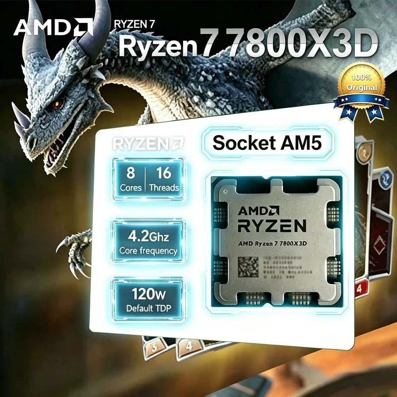 AMD R7 7800X3D Desktop Chip PN 100-100000910 Support DDR5 PCIe5.0 Low Latency Gaming Processor AM5 Bulk Loose CPU Original
AMD R7 7800X3D Desktop Chip PN 100-100000910 Support DDR5 PCIe5.0 Low Latency Gaming Processor AM5 Bulk Loose CPU Original