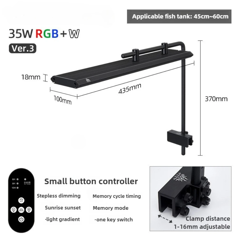 LED Aquarium Light Sunrise Daylight Moonlight Cycle Full Spectrum LED Aquatic Plant Light For Green Red Grass Refugium LED Light
LED Aquarium Light Sunrise Daylight Moonlight Cycle Full Spectrum LED Aquatic Plant Light For Green Red Grass Refugium LED Light