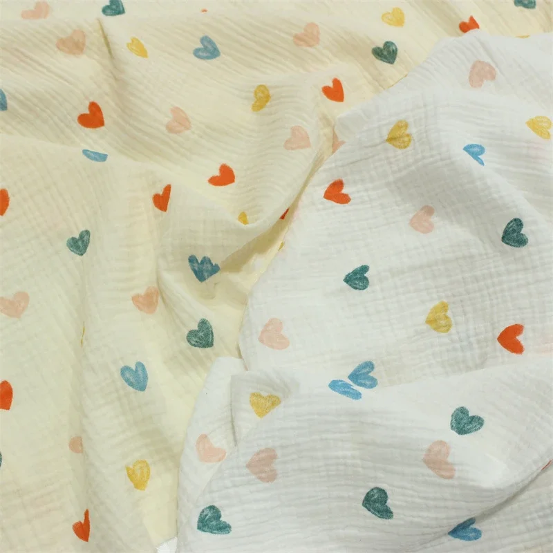 135x50cm Yellow White Heart Double Cotton Crepe Gauze Fabric, Making Children's Pajamas Mosquito Pants Small Blanket for Sewing
135x50cm Yellow White Heart Double Cotton Crepe Gauze Fabric, Making Children's Pajamas Mosquito Pants Small Blanket for Sewing