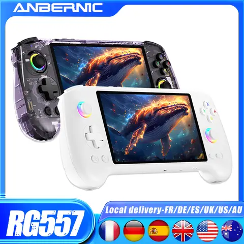 ANBERNIC RG557 Console di gioco portatile retrò Schermo AMOLED da 5,48 pollici Emulatore portatile Android 14 Sistema Dimensity 8300 Processore