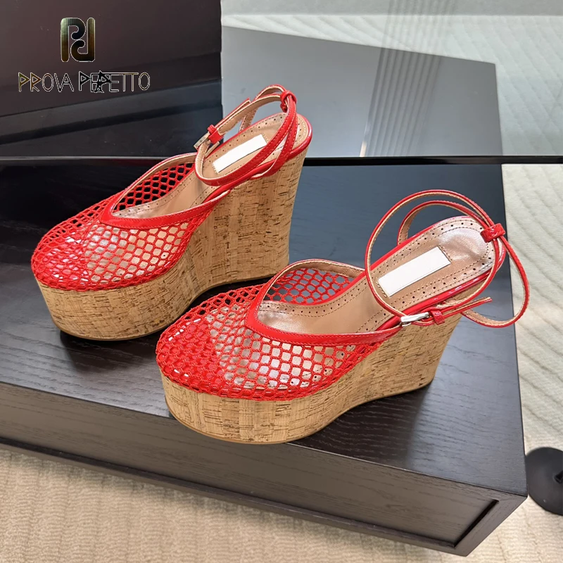 Stunning Women High Heel Wedge Thick Sole Summer Mesh Sandal Shoe Height Increasing Famous Designer Runway T-show Sapatos
Stunning Women High Heel Wedge Thick Sole Summer Mesh Sandal Shoe Height Increasing Famous Designer Runway T-show Sapatos