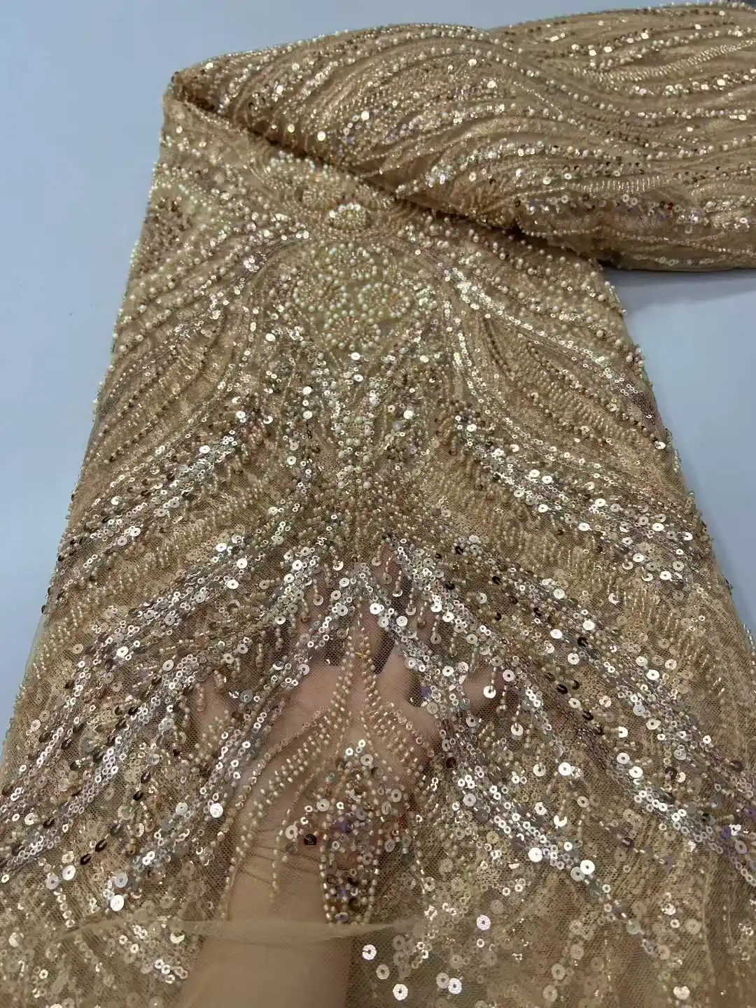 New African French Nigerian High End Tulle Lace Fabric With Beads Sequins for Embroiderg Wedding Party Bride Sewing Dress
New African French Nigerian High End Tulle Lace Fabric With Beads Sequins for Embroiderg Wedding Party Bride Sewing Dress