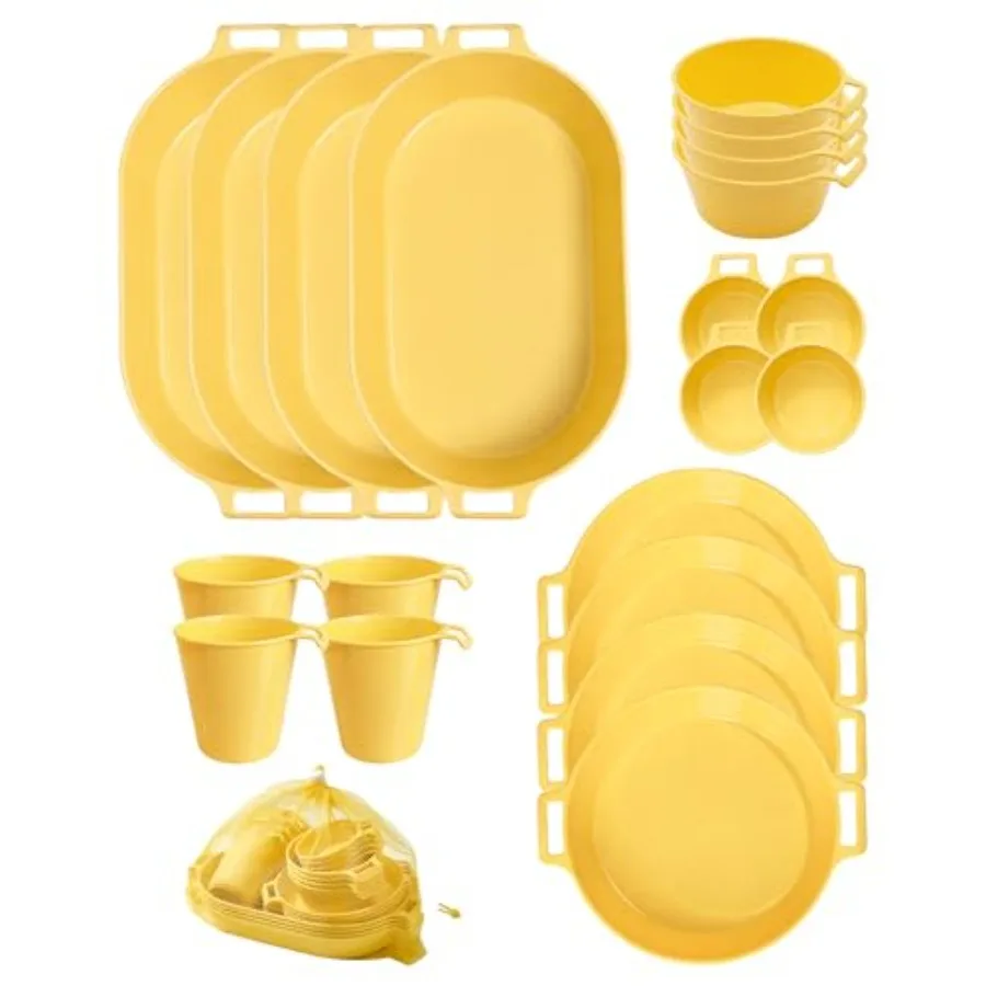 Dinnerware Set for 4, 21-Piece Unbreakable Plates and Bowls Set with Mesh Bag, Cups, Sauce Dishes and Serving Platters, Lightwe
Dinnerware Set for 4, 21-Piece Unbreakable Plates and Bowls Set with Mesh Bag, Cups, Sauce Dishes and Serving Platters, Lightwe