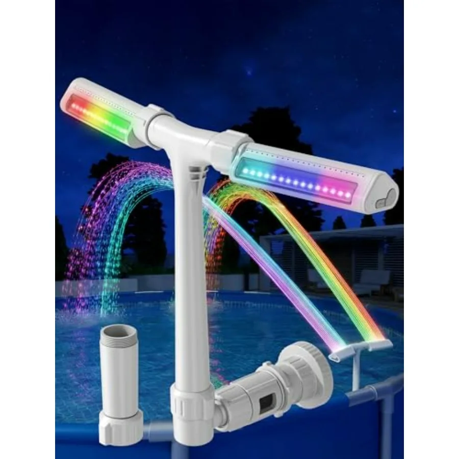 Pool Fountain for Above Ground/Inground Pools, Grey ABS Plastic with 10-Color Rainbow LED Lights, Dual-Head Adjustable Waterfal
Pool Fountain for Above Ground/Inground Pools, Grey ABS Plastic with 10-Color Rainbow LED Lights, Dual-Head Adjustable Waterfal