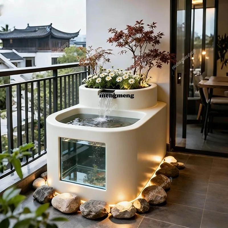 Flow circulation courtyard landscaping villa combination pool stainless steel fish tank fish waterfall fountain flower box
Flow circulation courtyard landscaping villa combination pool stainless steel fish tank fish waterfall fountain flower box