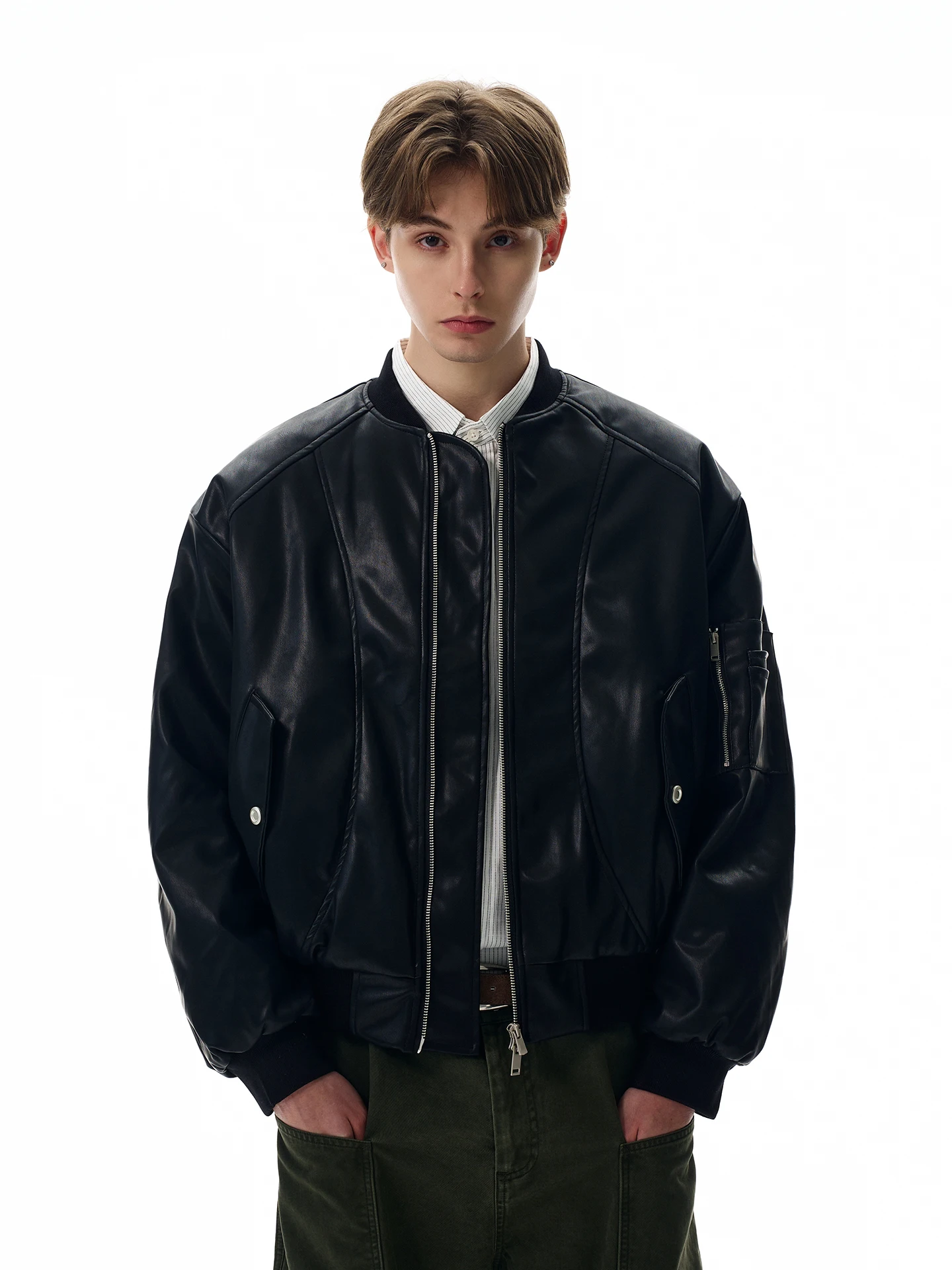 American Retro Cleanfit Decosition PU Leather Jaet ort Wide Pilot Motorcycle Outerwear Loose Fit Youthful Sle
American Retro Cleanfit Decosition PU Leather Jaet ort Wide Pilot Motorcycle Outerwear Loose Fit Youthful Sle