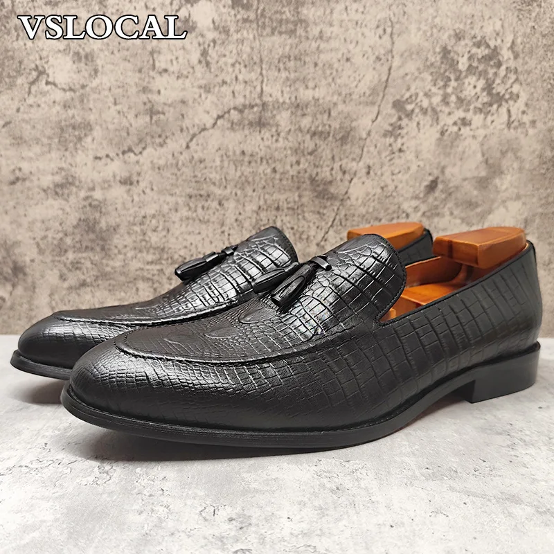Luxury Brand Men's Loafers Shoes Black Croco Prints Tassels Casual Mens Dress Shoes Wedding Office Leather Shoes For Men
Luxury Brand Men's Loafers Shoes Black Croco Prints Tassels Casual Mens Dress Shoes Wedding Office Leather Shoes For Men