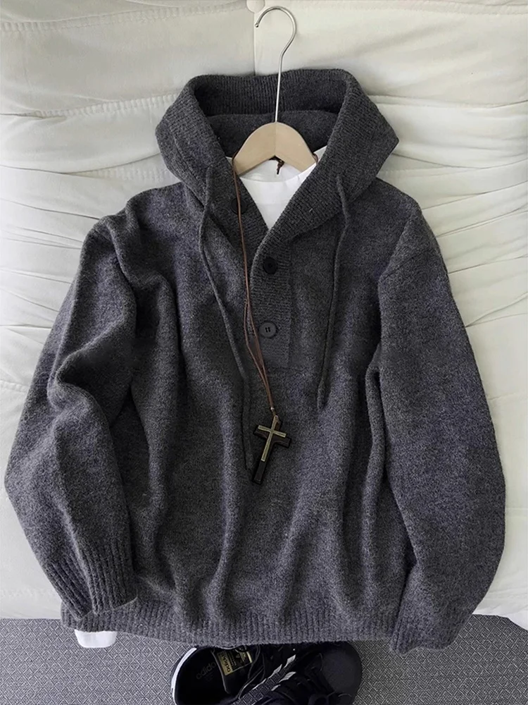 Deep ey Hooded Knitted Sweater Men's Lazy High-End Sweatirt Cleanfit Haome Heavyweight Outerwear Korean Sle Loose Fit
Deep ey Hooded Knitted Sweater Men's Lazy High-End Sweatirt Cleanfit Haome Heavyweight Outerwear Korean Sle Loose Fit