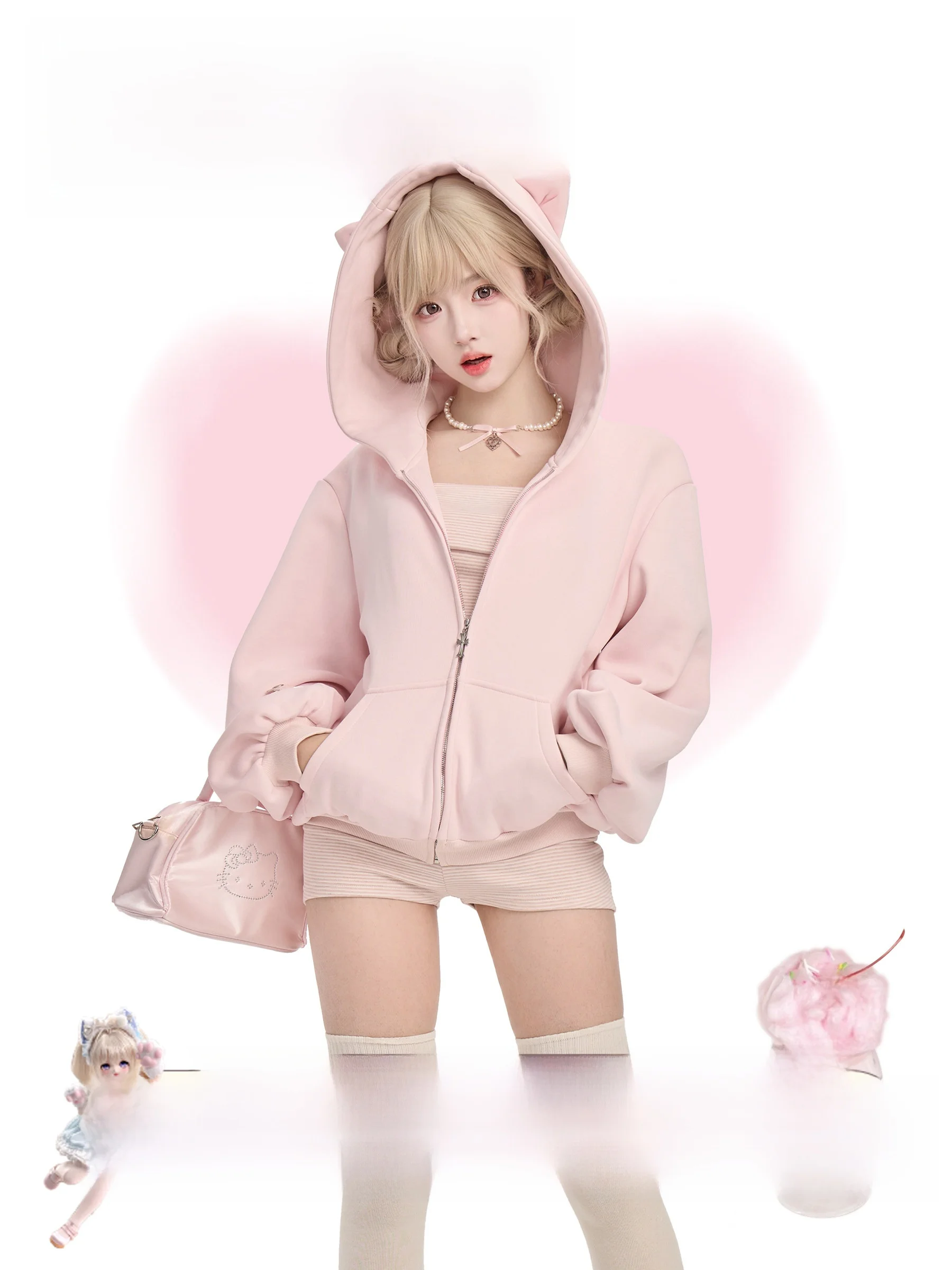 Pink Striped Tube Top And Shorts Set Coconut Girl Daily Style Strawberry Milk Pink Striped Outfit Spring Collection Hooded Zi...
Pink Striped Tube Top And Shorts Set Coconut Girl Daily Style Strawberry Milk Pink Striped Outfit Spring Collection Hooded Zi...
