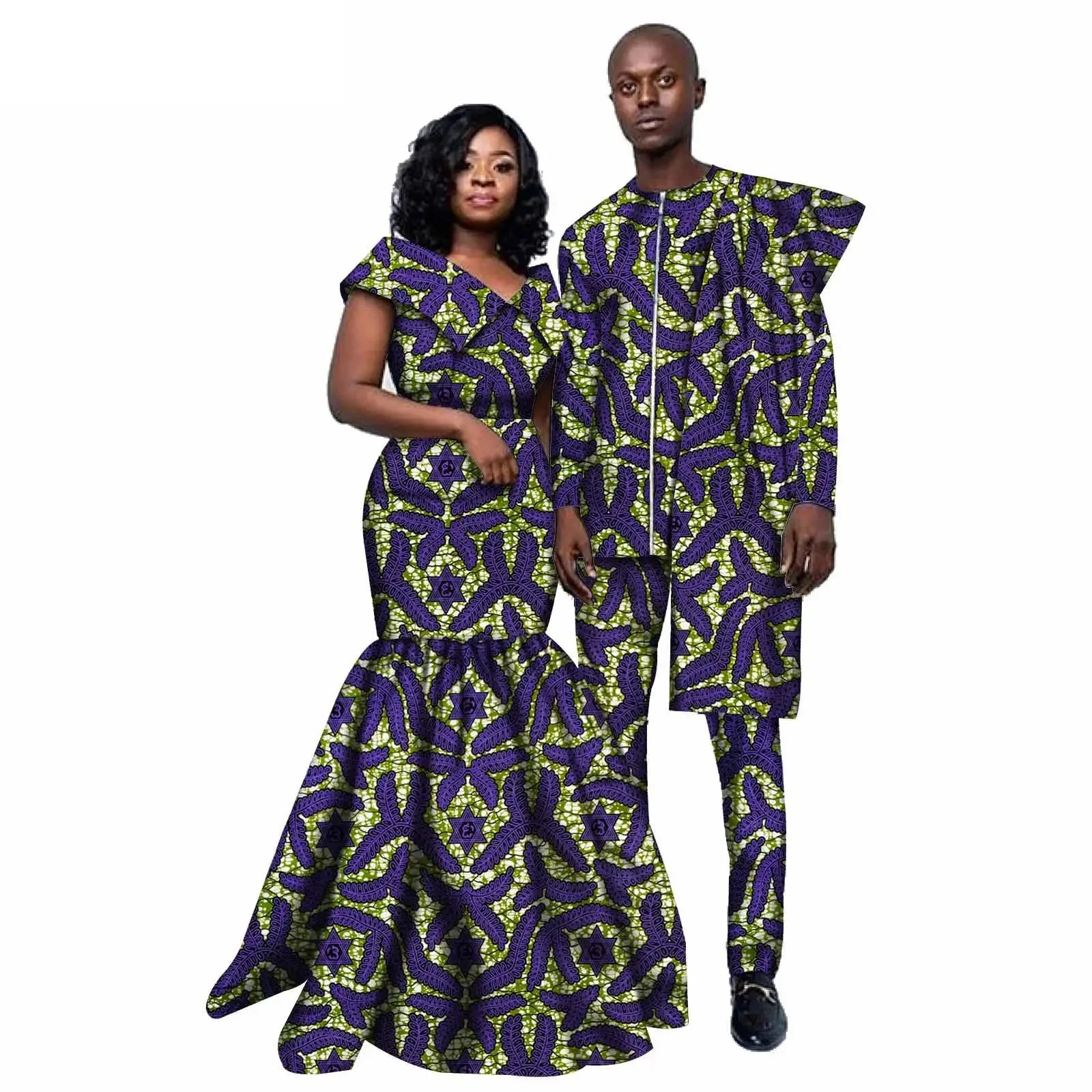 African Women Print Maxi Dress Dashiki African Outfits Couple Matching Clothes for Wedding Bazin Men Suits Jacket and Pant Sets
African Women Print Maxi Dress Dashiki African Outfits Couple Matching Clothes for Wedding Bazin Men Suits Jacket and Pant Sets